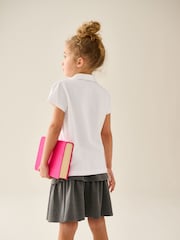 White Cotton Stretch School Shirred Jersey Top 2 Pack (3-14yrs) - Image 4 of 9
