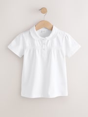 White Cotton Stretch School Shirred Jersey Top 2 Pack (3-14yrs) - Image 6 of 9