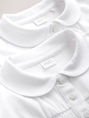 White Cotton Stretch School Shirred Jersey Top 2 Pack (3-14yrs) - Image 8 of 9