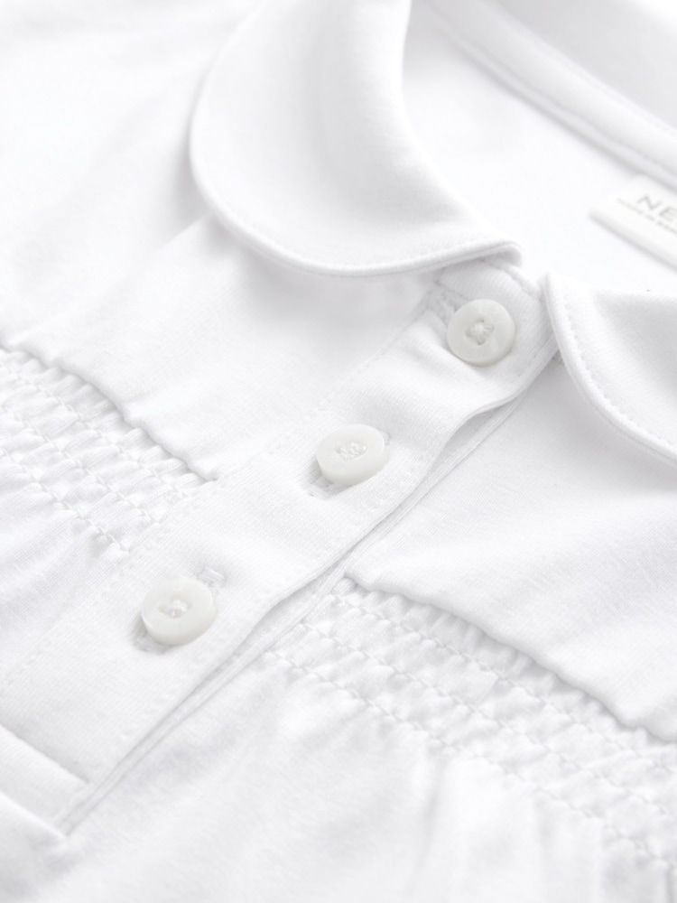 White Cotton Stretch School Shirred Jersey Top 2 Pack (3-14yrs) - Image 9 of 9