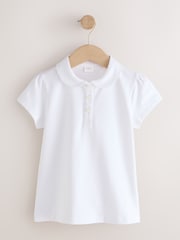 White 2 Pack Cotton Stretch Pretty Collar Plain School Jersey Top (3-16yrs) - Image 3 of 6