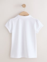 White 2 Pack Cotton Stretch Pretty Collar Plain School Jersey Top (3-16yrs) - Image 4 of 6