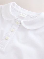 White 2 Pack Cotton Stretch Pretty Collar Plain School Jersey Top (3-16yrs) - Image 5 of 6