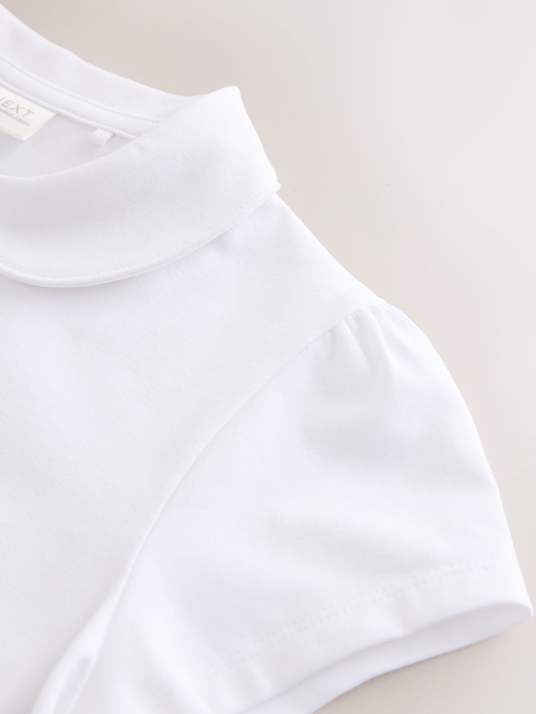 White 2 Pack Cotton Stretch Pretty Collar Plain School Jersey Top (3-16yrs) - Image 6 of 6