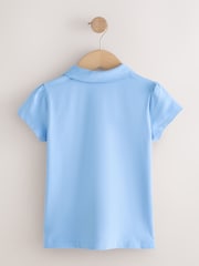 Blue 2 Pack Cotton Stretch Pretty Collar Plain School Jersey Top (3-16yrs) - Image 3 of 5