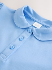 Blue 2 Pack Cotton Stretch Pretty Collar Plain School Jersey Top (3-16yrs) - Image 4 of 5