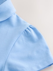 Blue 2 Pack Cotton Stretch Pretty Collar Plain School Jersey Top (3-16yrs) - Image 5 of 5