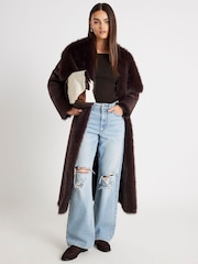 River Island Brown Ruched Off The Shoulder Jumper - Image 2 of 3