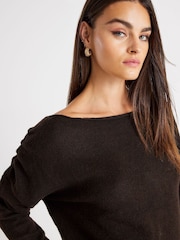 River Island Brown Ruched Off The Shoulder Jumper - Image 3 of 3