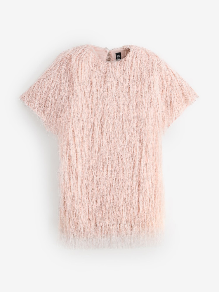 River Island Pink All-Over Fringe Oversized T-Shirt - Image 1 of 1