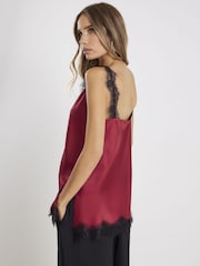 River Island Red Lace Trim V-Neck Cami Top - Image 2 of 4