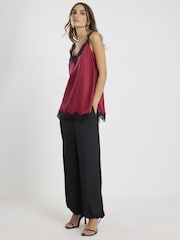River Island Red Lace Trim V-Neck Cami Top - Image 3 of 4