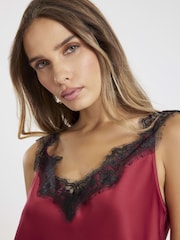 River Island Red Lace Trim V-Neck Cami Top - Image 4 of 4