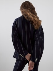 River Island Blue Banana Sleeve Cinch Waist Blazer - Image 2 of 3