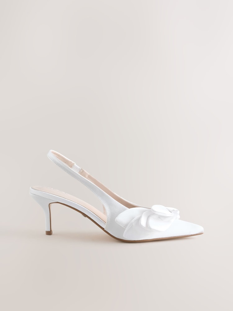 白色 - Forever Comfort® Petal Pointed Toe Slingback Heels - 圖片 1/5