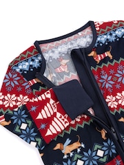 Chelsea Peers Blue Christmas Dog Fair Isle Print Pyjamas - Image 2 of 3