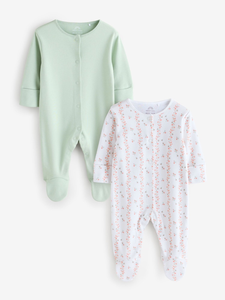 Green/White Sleepsuits Set 2 Pack - Image 1 of 3