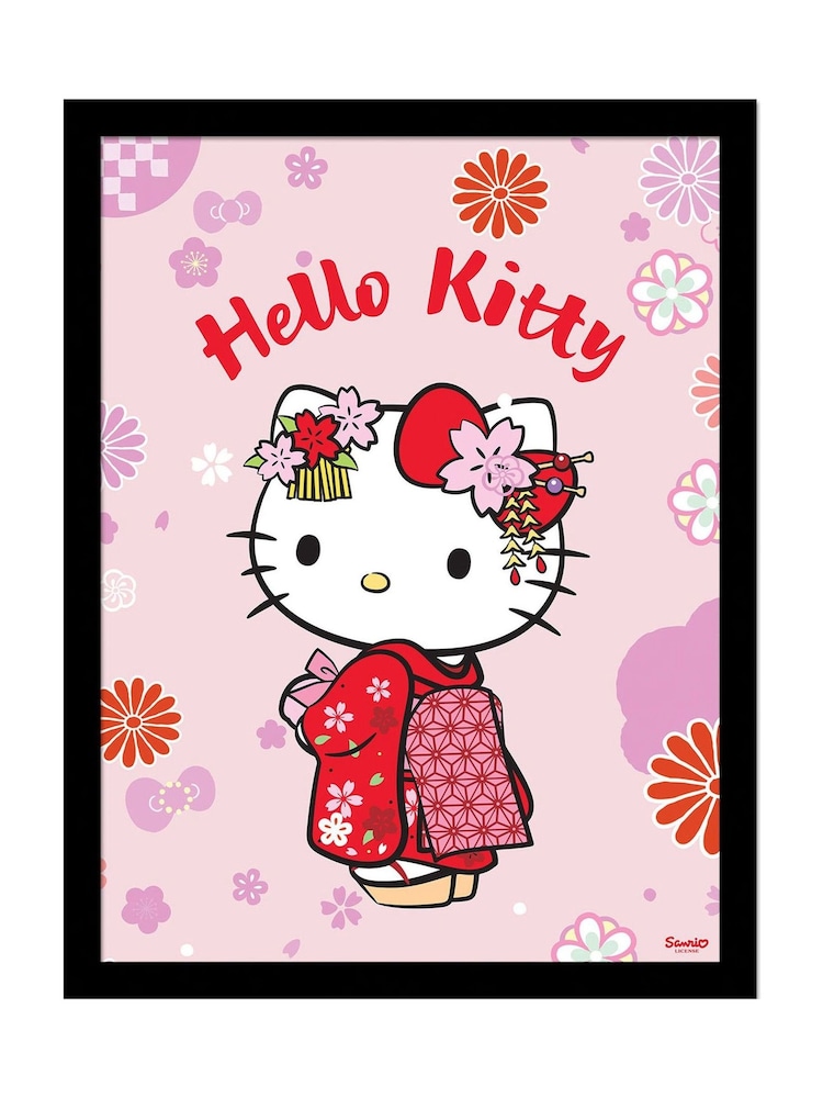 Pyramid International Pink Hello Kitty (Kimono) Collector Print Framed - Image 1 of 2 Pyramid International Pink Hello Kitty (Kimono) Collector Print Framed - Image 1 of 2