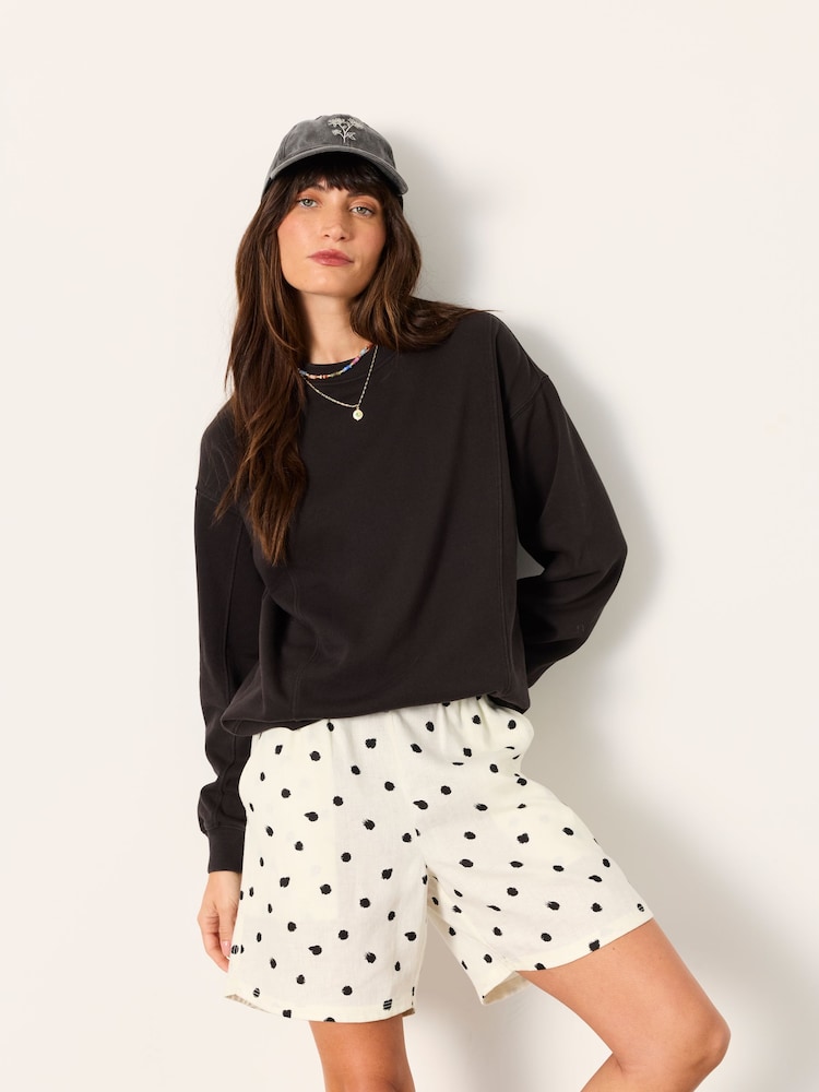 FatFace Sienna Black Seam Detail Crew Sweat - Image 1 of 5