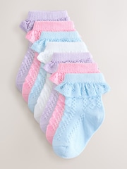 Pink/Green Lace Baby Socks 7 Pack (0mths-2yrs) - Image 1 of 11