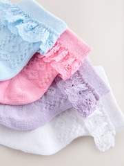 Pink/Green Lace Baby Socks 7 Pack (0mths-2yrs) - Image 11 of 11