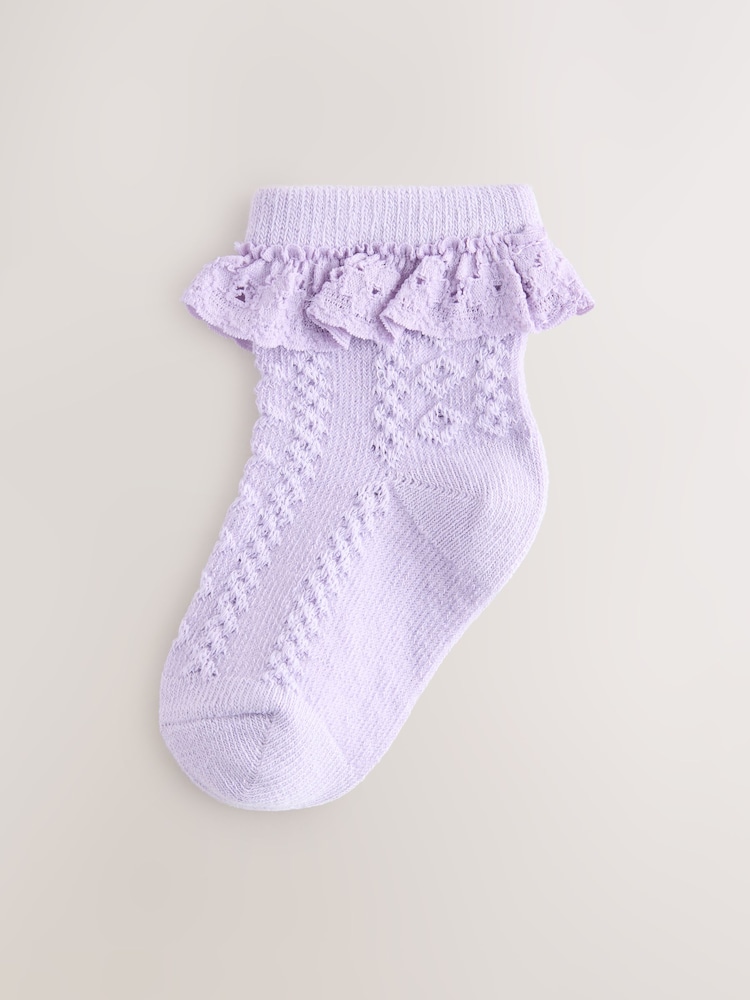Pink/Green Lace Baby Socks 7 Pack (0mths-2yrs) - Image 2 of 11
