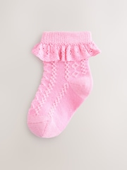 Pink/Green Lace Baby Socks 7 Pack (0mths-2yrs) - Image 5 of 11