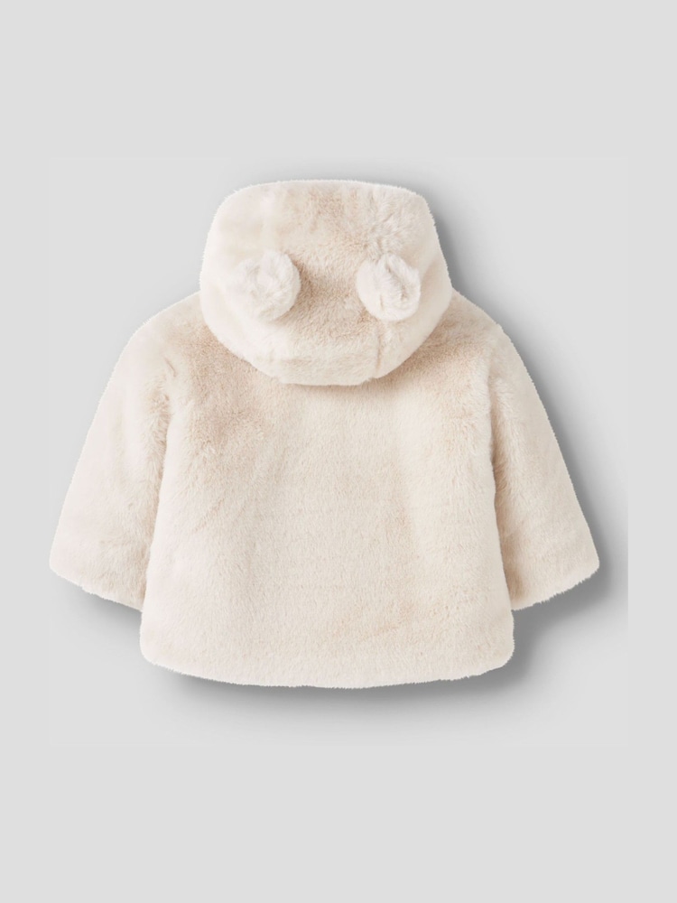 NAME IT Cream Fluffy Teddy Ear Jacket - Image 2 of 3 NAME IT Cream Fluffy Teddy Ear Jacket - Image 2 of 3