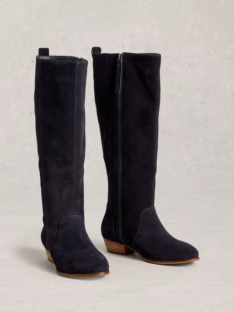 White Stuff Blue Willow Suede Knee High Boots - Image 2 of 4