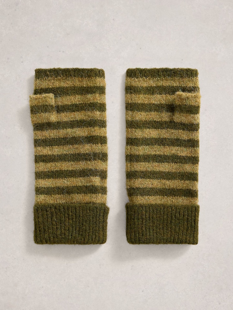 White Stuff Green Emma Fingerless Gloves - Image 1 of 3 White Stuff Green Emma Fingerless Gloves - Image 1 of 3