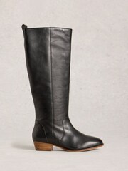 White Stuff Black Wide Fit Leather Knee Boots - Image 1 of 4
