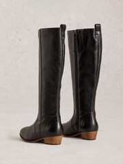 White Stuff Black Wide Fit Leather Knee Boots - Image 3 of 4