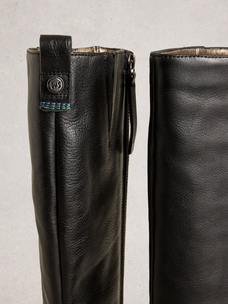 White Stuff Black Wide Fit Leather Knee Boots - Image 4 of 4 White Stuff Black Wide Fit Leather Knee Boots - Image 4 of 4