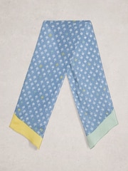 White Stuff Blue Sally Skinny Printed Scarf - Image 1 of 3