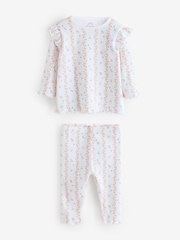 White Ditsy Long Sleeve Tops and Leggings Set 2 Piece - Image 1 of 1