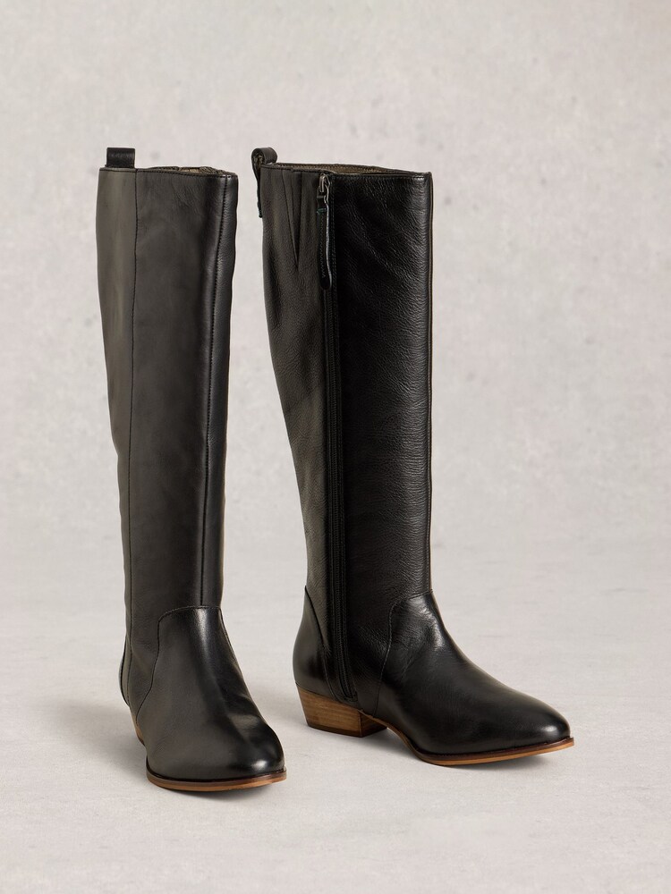 White Stuff Black Willow Leather Knee High Boots - Image 2 of 4