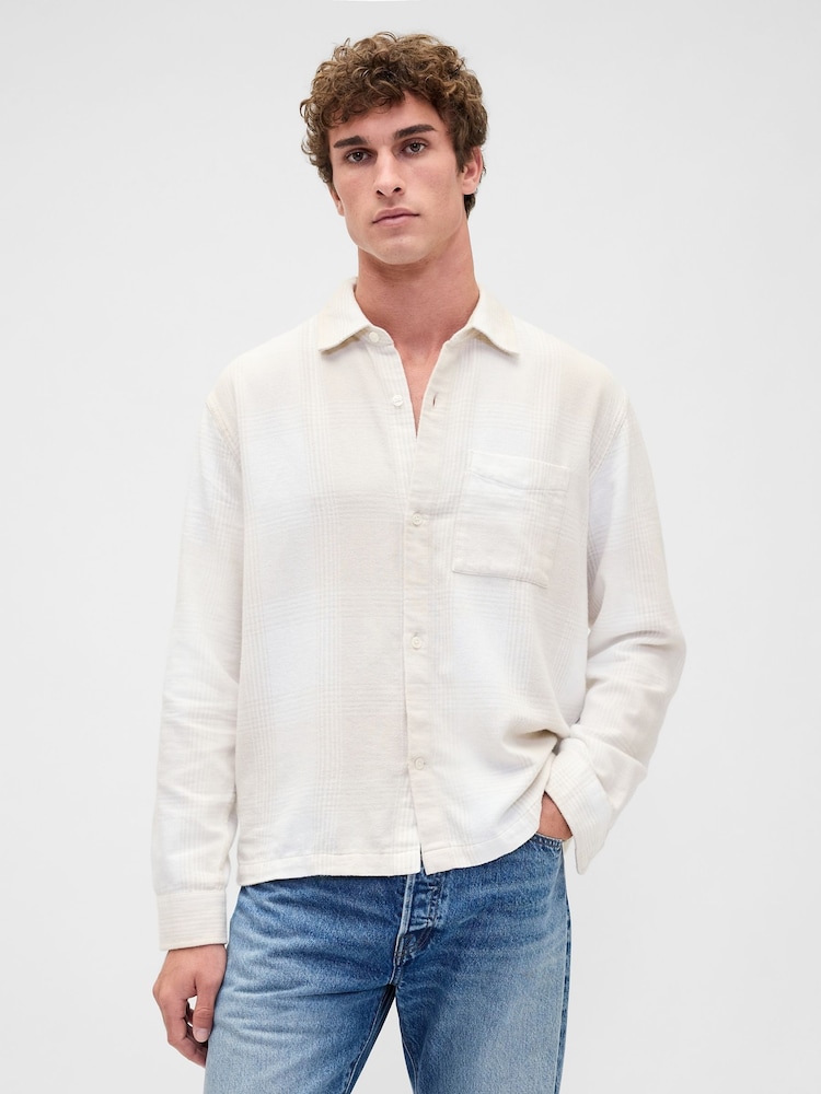 Gap White Relaxed Flannel Shirt - Image 1 of 4