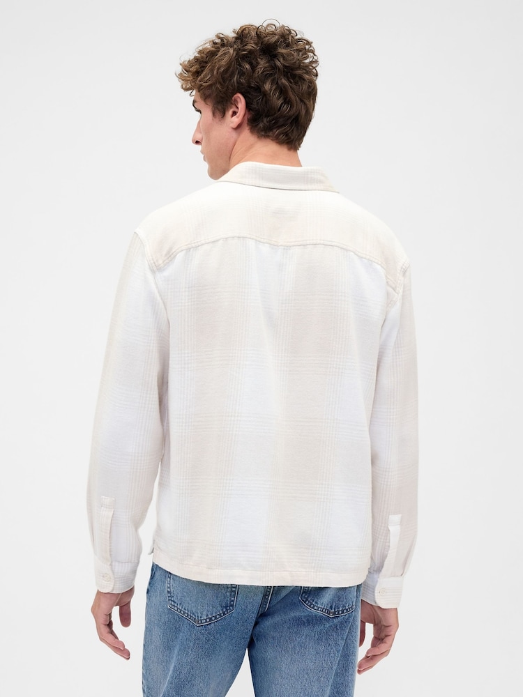Gap White Relaxed Flannel Shirt - Image 2 of 4