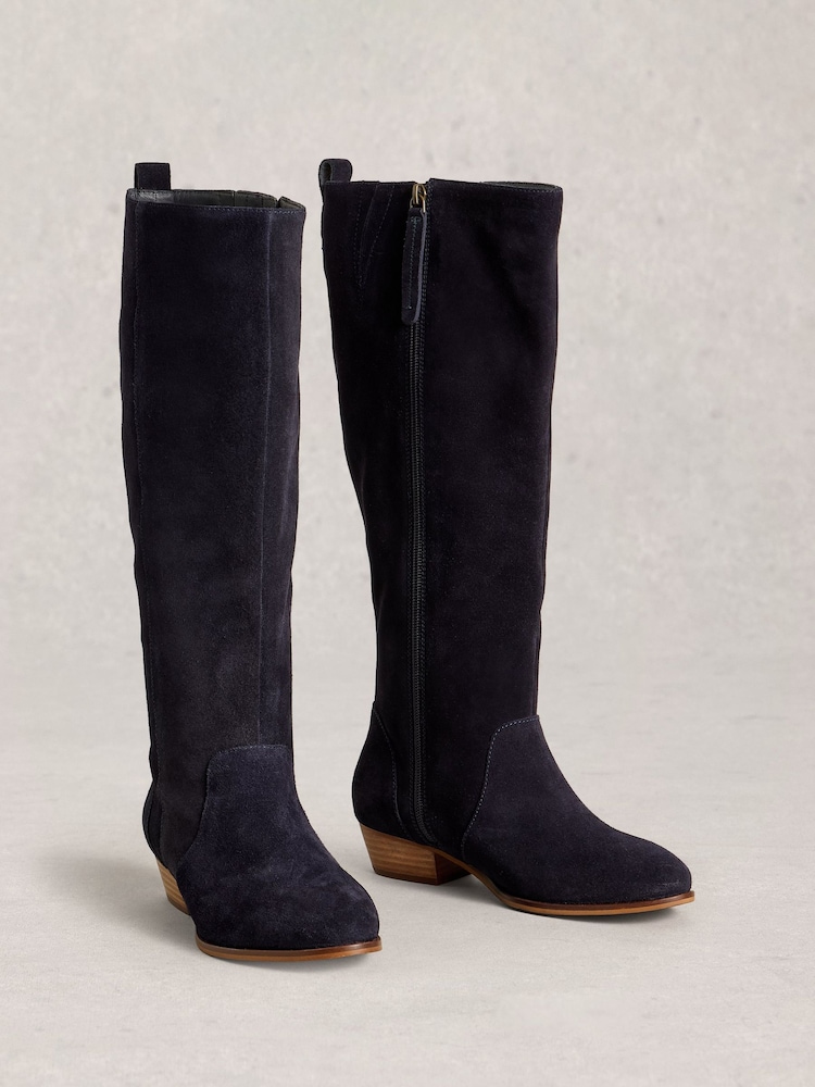 Yours Curve Kniehohe Stiefel aus Veloursleder in weiter Passform - Bild 2 von 4