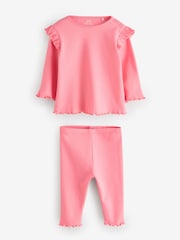 Pink Long Sleeve Tops and Leggings Set 2 Piece - Image 1 of 1