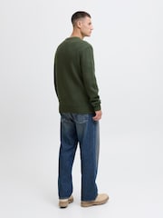 JACK & JONES Green Cable Knit Crew Neck Jumper - Image 3 of 5