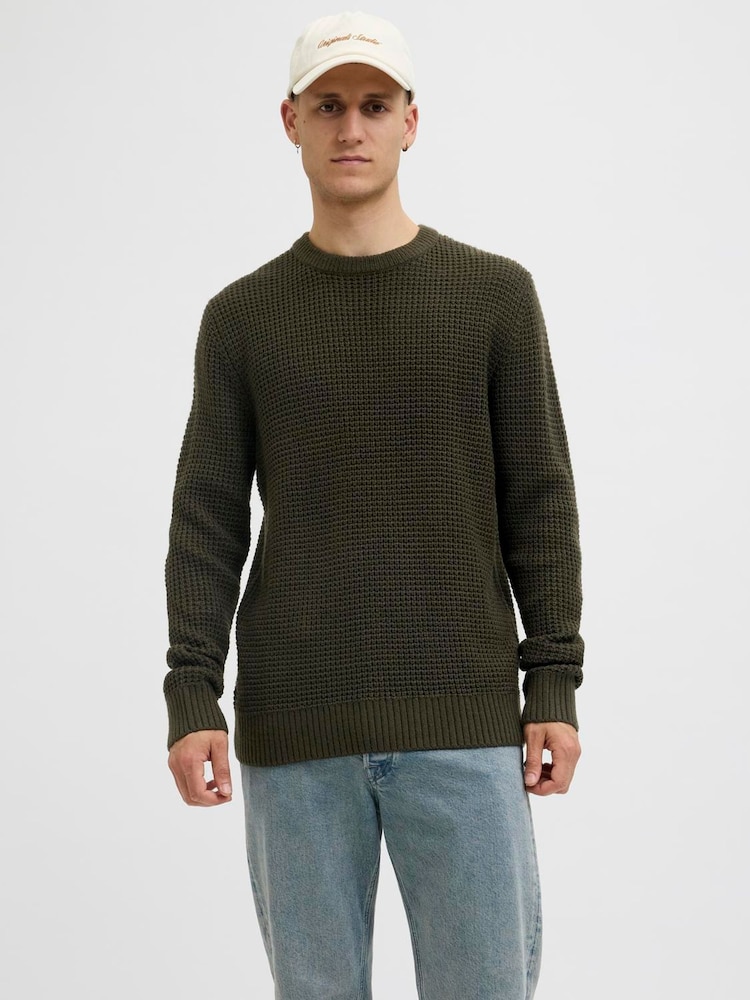 JACK & JONES Green Knit Crew Neck Jumper - Image 1 of 5 JACK & JONES Green Knit Crew Neck Jumper - Image 1 of 5
