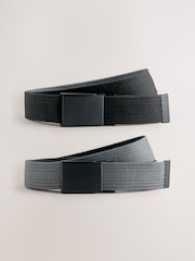 Negru/Gri - Curea reversibilă din pânză - Imaginea 1 din 6