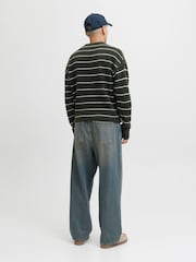 JACK & JONES Green Stripe Knit Crew Neck Jumper - Image 3 of 5