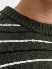 JACK & JONES Green Stripe Knit Crew Neck Jumper - Image 4 of 5