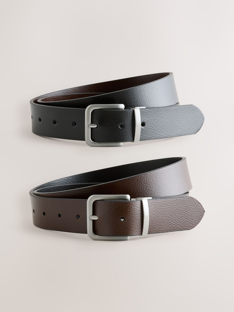 Black/Brown Reversible Leather Belt - Image 1 of 5