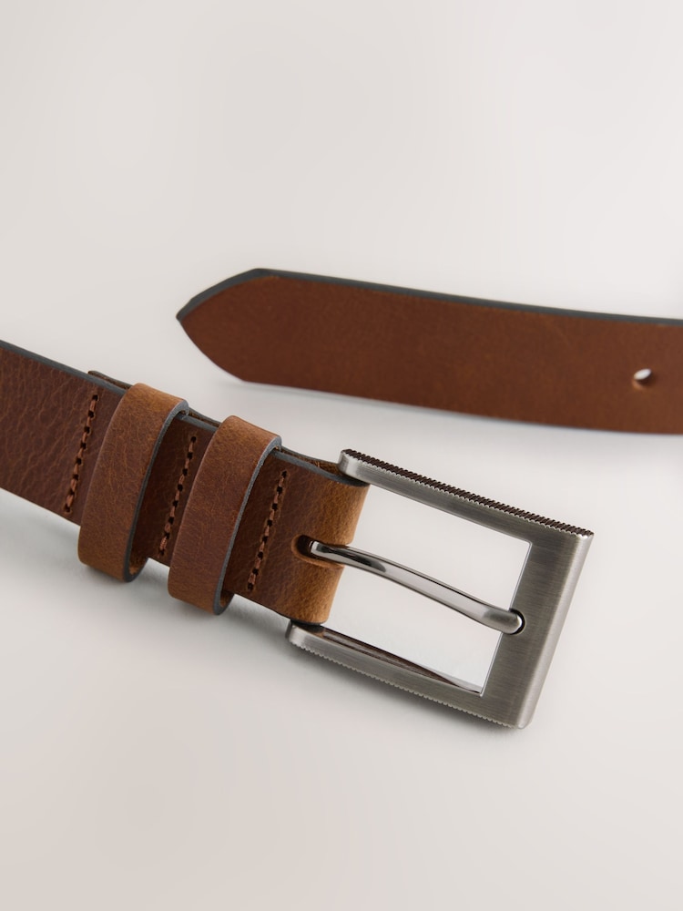 Dark Tan Brown Leather Belt - Image 3 of 3
