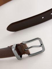 Tan Brown Perforated Formal Leather Belt - Image 2 of 3