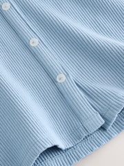 Blue V-Neck Ribbed Lace Trim Vest - Image 7 of 7