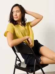 FatFace Letty Yellow Petite Embroidered Blouse - Image 3 of 6